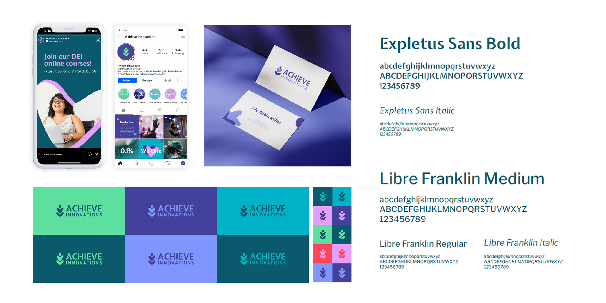 DEI healthcare branding and visual identity for Achieve Innovations