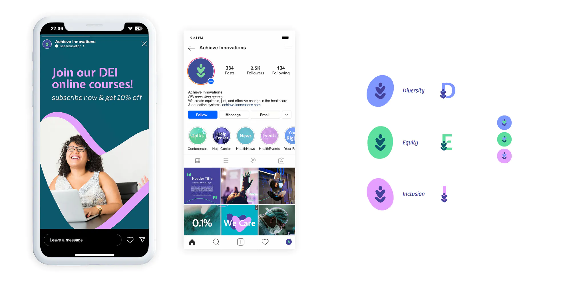 Achieve Innovations DEI brand visual identity design element D